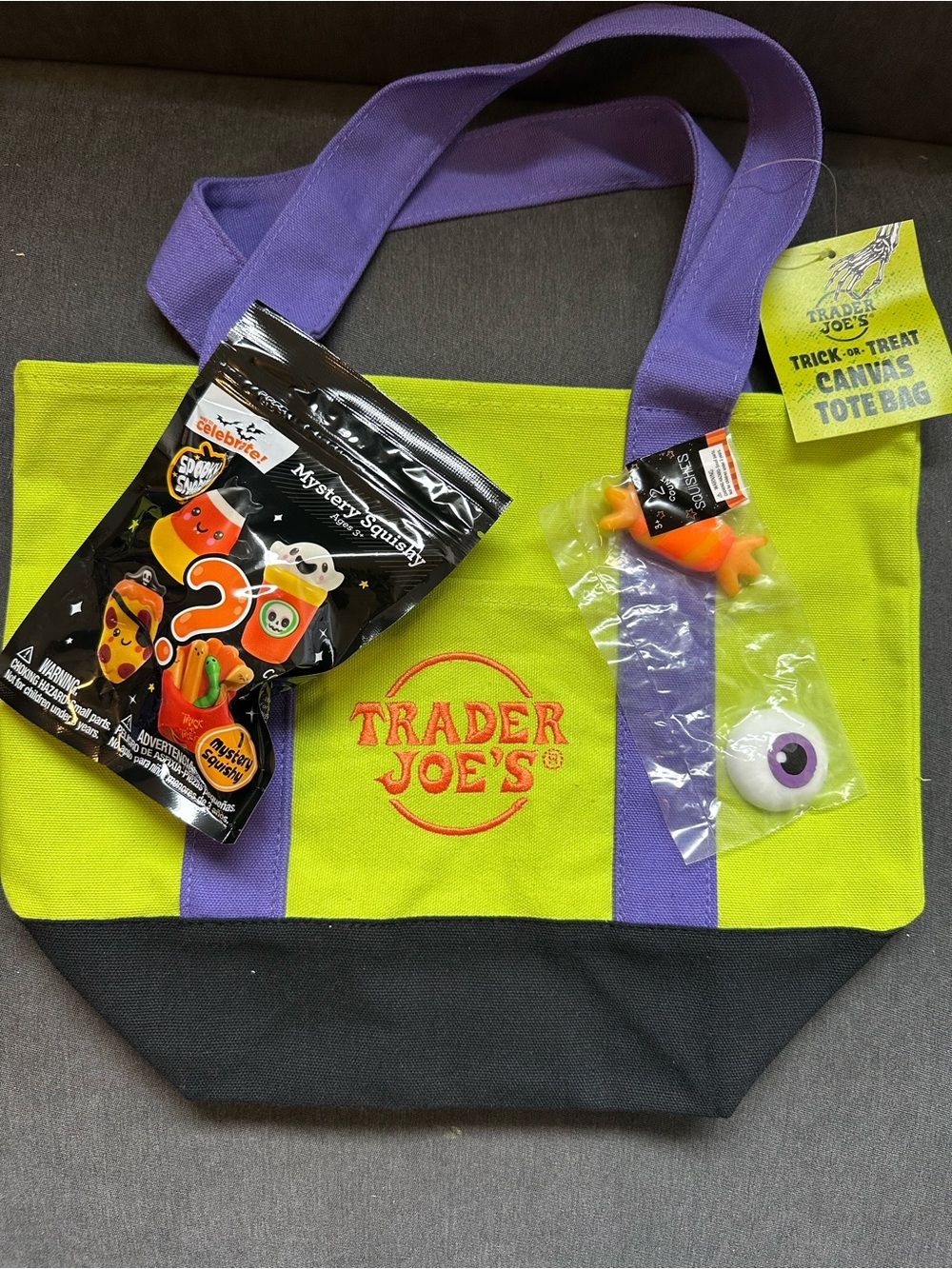 NEW Trader Joe’s Halloween Mini Tote Bag + Squishy Bundle - Lime Green